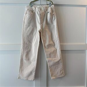 Mother Superior cream denim the bees knees ramble zip ankle size 30 straight leg